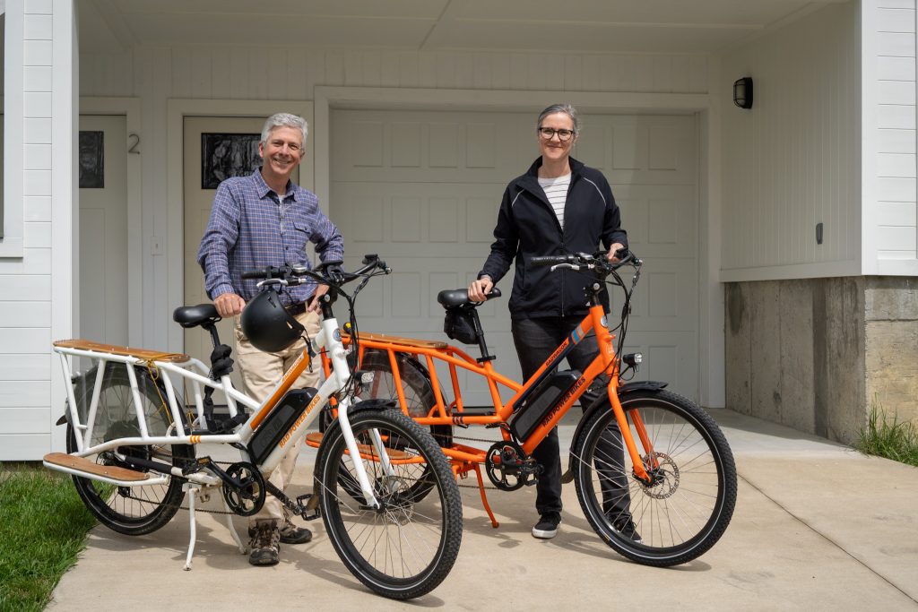 Energy Efficient e-bikes outside a home in Blacksburg, Virginia.