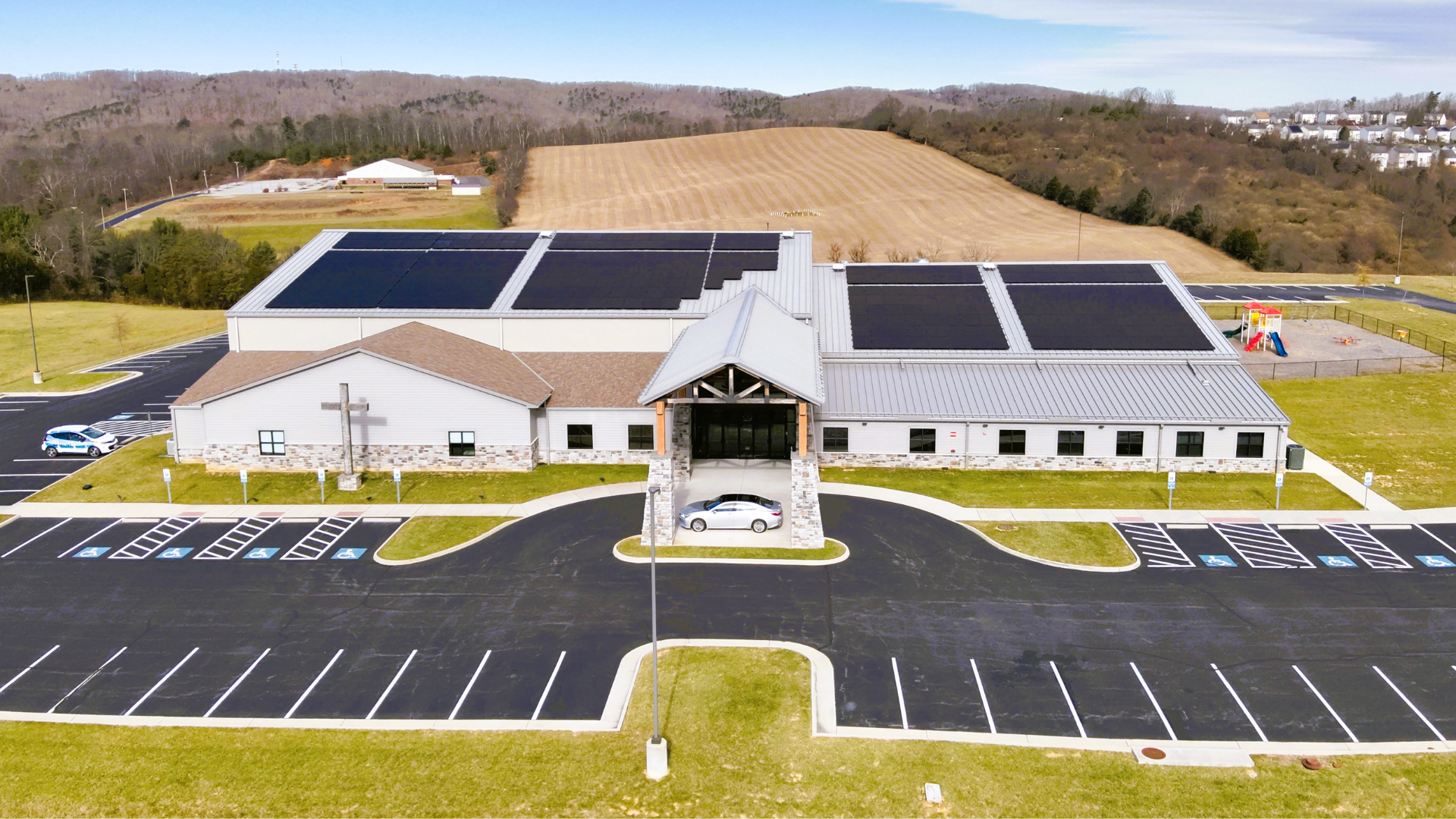 Commercial solar installation at Belmont Christian Church